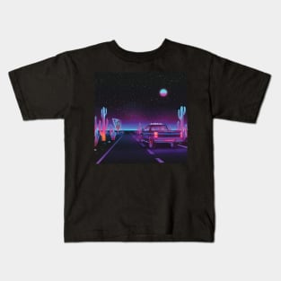 Vaperwave Desert Road Kids T-Shirt